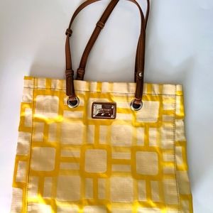 Nine West Yellow Canvas Tote Bag
